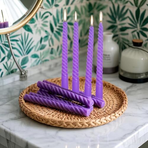 Beilisen 6 Pack 10 Inch Lavender Purple Spiral Taper Candles 1