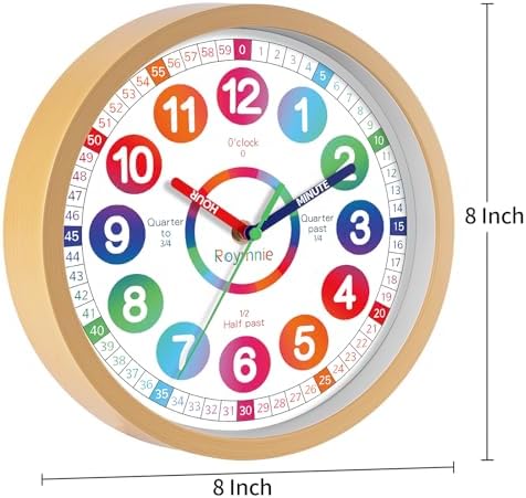 Learning Clock for Kids 8 Inch Battery Operated Decorative