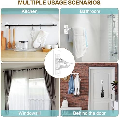 MUAKIOY Clear Curtain Rod Holders 20 Pack No Drilling 1