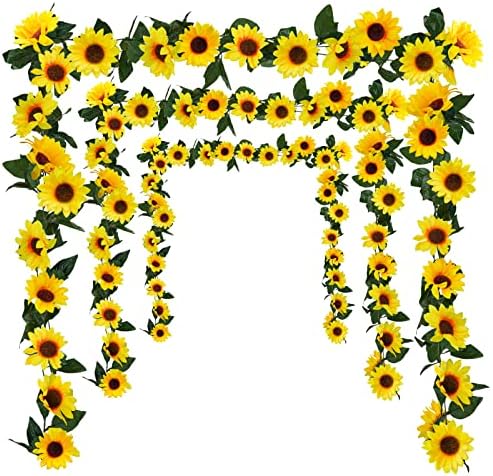 Uieke 3 Pack Artificial Sunflower Garland 75ft