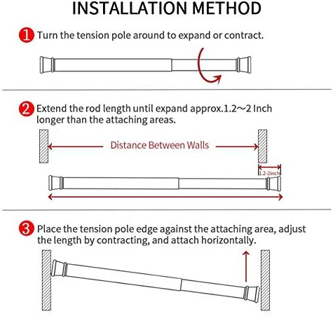 AIJIEGUANG Heavy Duty Spring Tension Rod 28-43 Inches Adjustable Curtain Rod