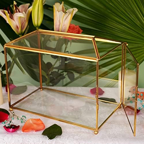 126 Golden Glass Card Box with Brass Lock for Wedding Reception