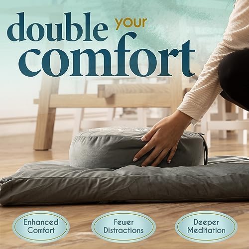 Florensi Meditation Cushion - Velvet Zafu with Buckwheat Fill