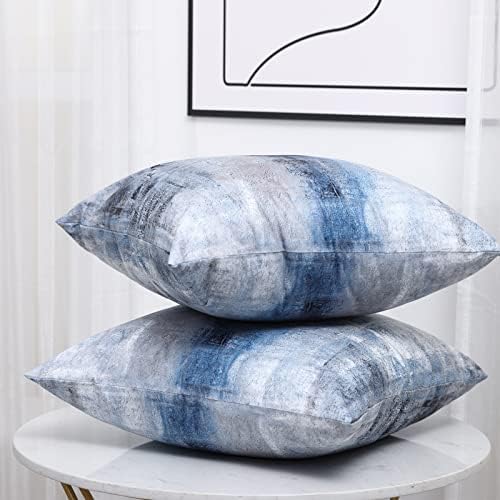 Alricc Blue Grey Abstract Art Pillow Cover Set of 2