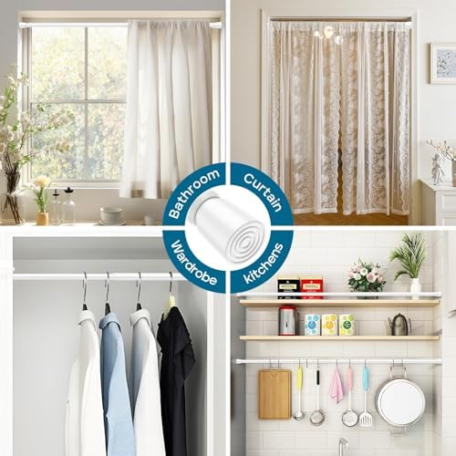 AIZESI 2pcs Adjustable Spring Tension Curtain Rods 26-39 Inch White 1