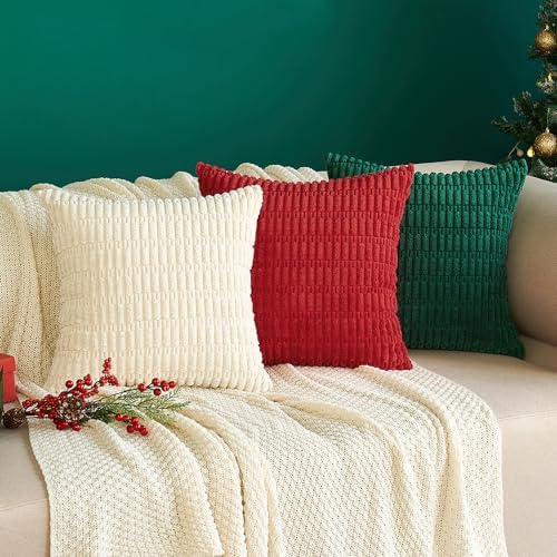 MIULEE 2-Pack 18x18 Inch Corduroy Throw Pillow Covers