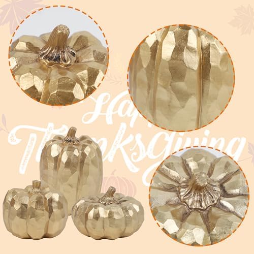 Winemana 3 Pack Gold Artificial Pumpkins