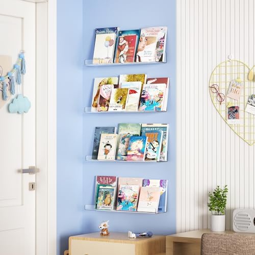 Upsimples 4 Pack Clear Floating Shelves for Wall Storage