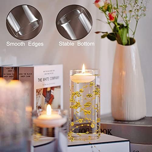UDU 12 Piece Glass Vase Set with Floating Candles and Pearl String