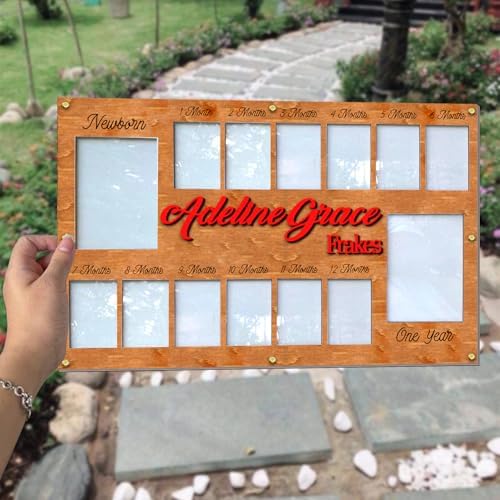Personalized First Year Photo Frame for Baby 12 Months Memory Display
