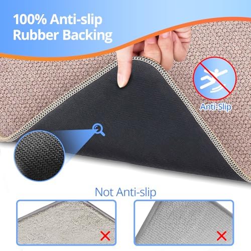 HOMTEB Ultra Thin Bath Rug Set - 17x27 Non-Slip Quick Dry