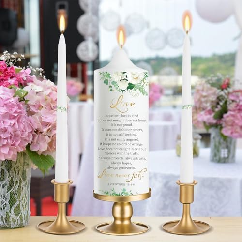 Extrogif Unity Wedding Candles with Gold Holders 1
