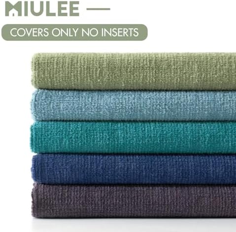 MIULEE Navy Blue Chenille Pillow Covers Set of 2