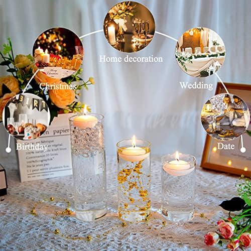 UDU 12 Piece Glass Vase Set with Floating Candles and Pearl String