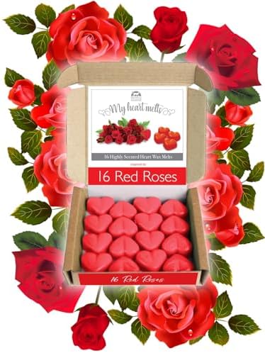 16 Red Roses Wax Melts - Heart Shaped Romantic Gifts
