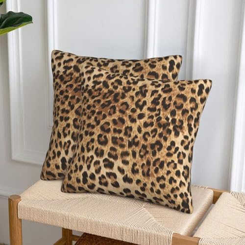 Tebjh Leopard Print Pillow Covers Set of 2 18x18 Inches