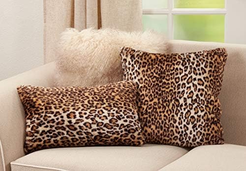 SARO LIFESTYLE Cheetah Print Faux Fur Throw Pillow - 12x20