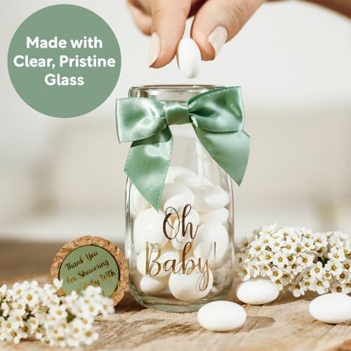 Ethisa 24 Pack Oh Baby Woodland Milk Glass Bottles with Ribbons and Stickers