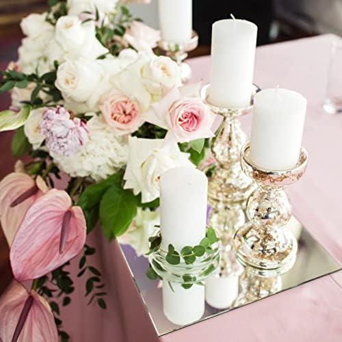 VASUHOME 12 Square Mirror Candle Plates Set of 12