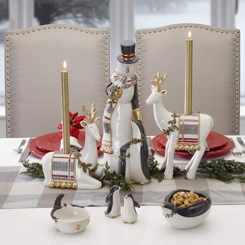 Fitz and Floyd Mistletoe Deer Candleholder Set