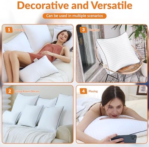Yettbea Throw Pillow Insert Set of 2 18 x 18 White 1