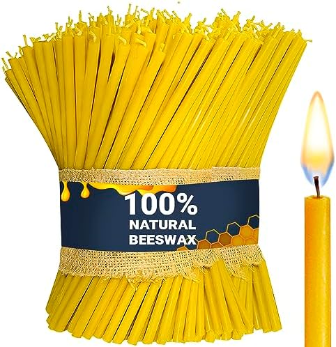 45 Pack Pure Beeswax Taper Candles with Honey Scent