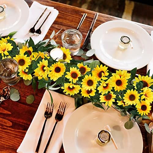 Uieke 3 Pack Artificial Sunflower Garland 75ft