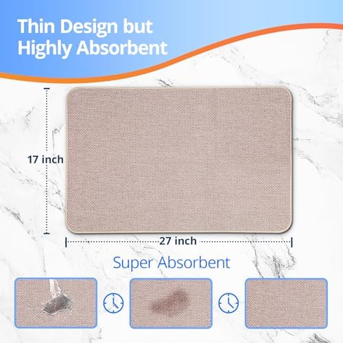 HOMTEB Ultra Thin Bath Rug Set - 17x27 Non-Slip Quick Dry