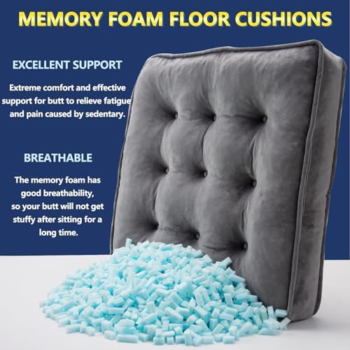 Memory Foam Floor Pillow Set of 2 - Grey