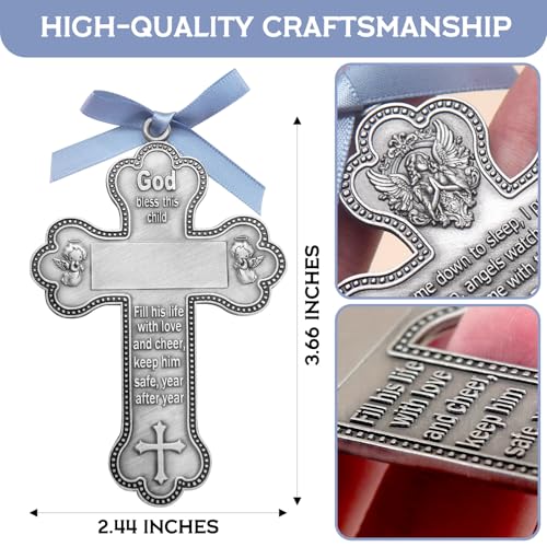 Guardian Angel Cross Baptism Gift with Personalized Engraving