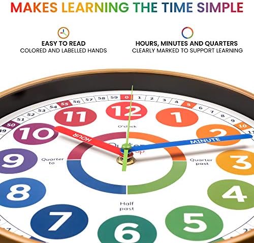 OysterPop Learning Clock for Kids - 10 Inch Wall Clock