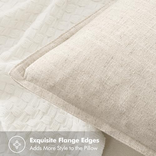 MIULEE 18x18 Inch Boho Linen Pillow Covers Natural Beige