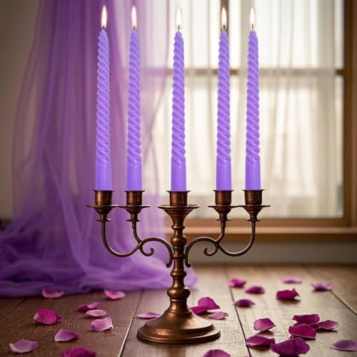 Beilisen 6 Pack 10 Inch Lavender Purple Spiral Taper Candles 1