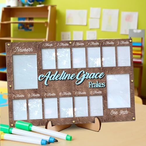 Personalized First Year Photo Frame for Baby 12 Months Memory Display