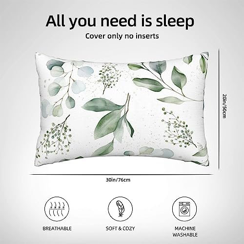 IVSYCOF Green Plant Leaf Pillow Case 20x30 Inch