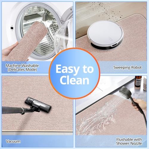 HOMTEB Ultra Thin Bath Rug Set - 17x27 Non-Slip Quick Dry