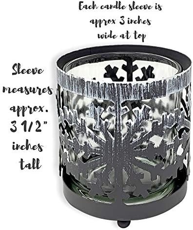 Snowflake Candleholder Set of 2 - Metal with Glass Inserts
