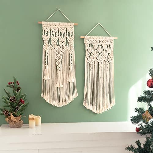 Mkono 2 Pcs Macrame Wall Hanging Boho Decor