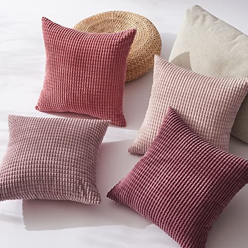 Topfinel Fluffy Corduroy Throw Pillow Covers Set of 4 1