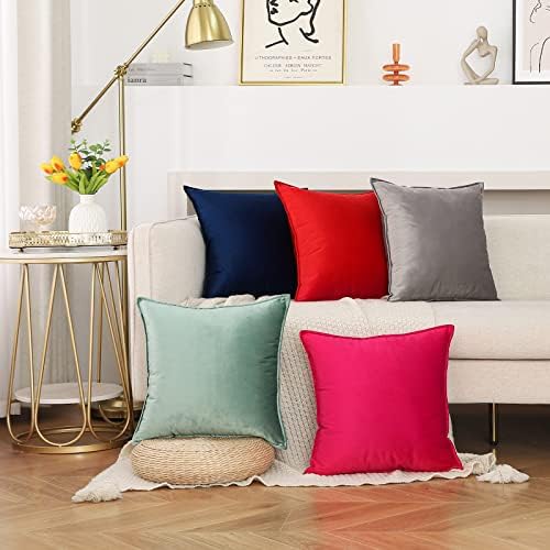 JIAHANNHA Velvet Navy Blue Throw Pillow Covers 2PCS 18x18 Inch
