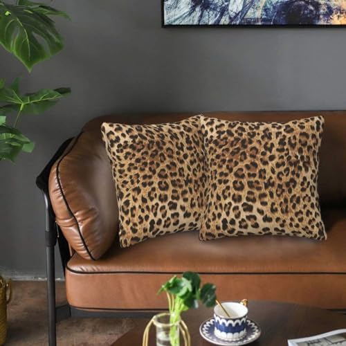 Tebjh Leopard Print Pillow Covers Set of 2 18x18 Inches