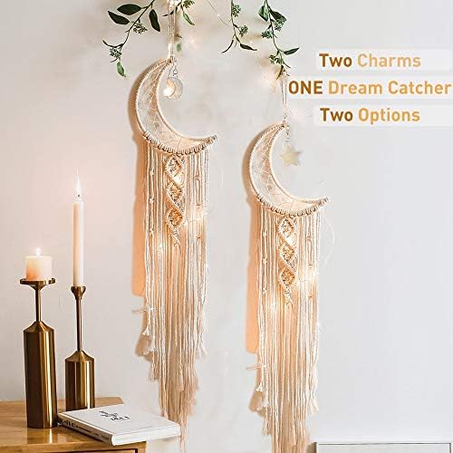 Boho Macrame Dream Catcher with Moon Star Tassels