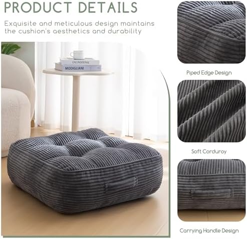 HIGOGOGO 8 Washable Floor Pillow Cushion for Adults