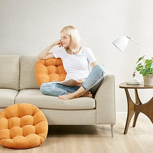 Degrees of Comfort Floor Cushion Pillow Set of 2 Orange Yellow