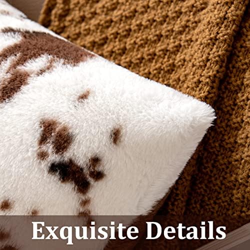 Woaboy 2 Pack Luxury Faux Fur Throw Pillow Covers 18x18 Inch Brindle Design