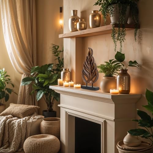 Decozen Hand Carved Wooden Leaf Coffee Table Decor