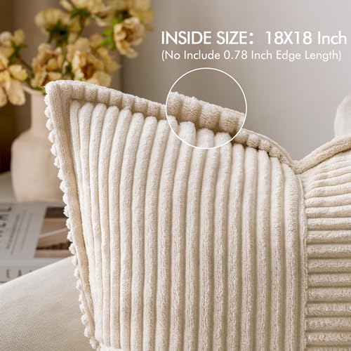 MIULEE Corduroy Pillow Covers Set of 2 Beige