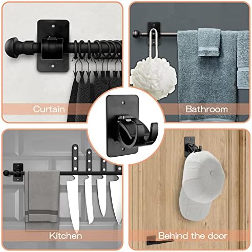 CIEMGNZOC 6 PCS Universal Curtain Rod Bracket Holder - Black