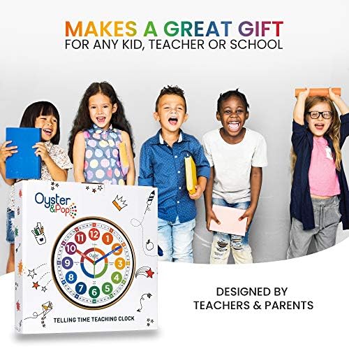 OysterPop Learning Clock for Kids - 10 Inch Wall Clock