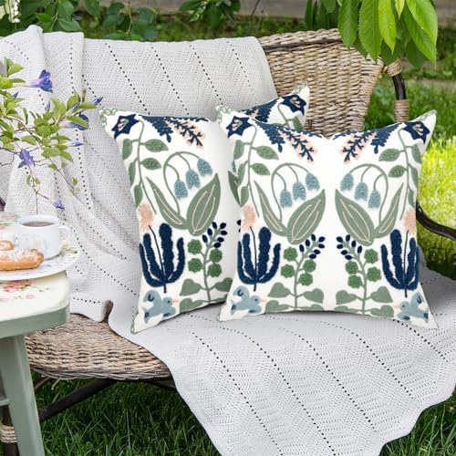 Alysheer Floral Embroidered Throw Pillow Covers Set of 2